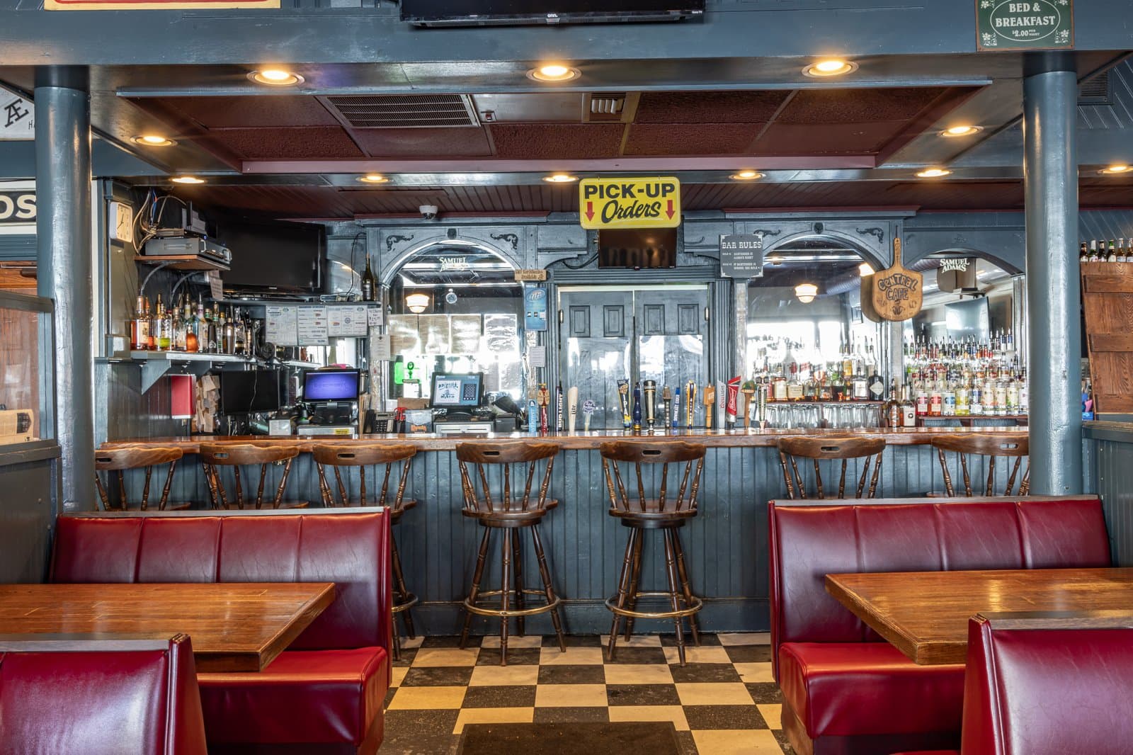 The Central Cafe bar room with its signature arched back bar